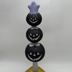 2003 Patricia Breen Ghostly Finial 13" Tree Topper Black Jack O Lantern